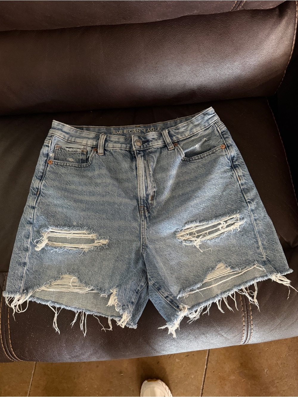 American Eagle Outfitters Light Wash Distressed Denim Shorts
